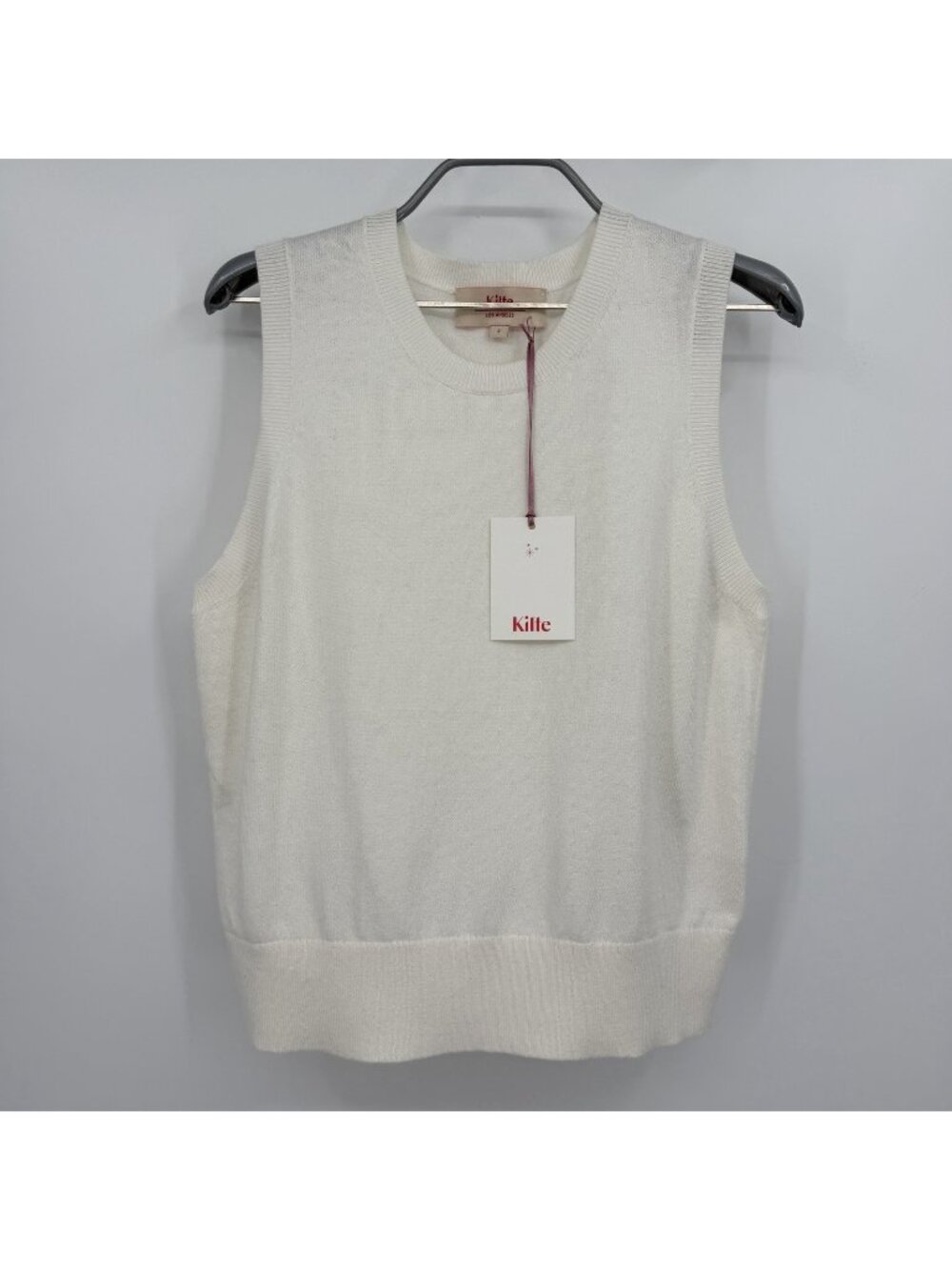 Kilte Collection Carrie Cashmere Sleeveless Sweater Shirt In Ivory Size 2/M